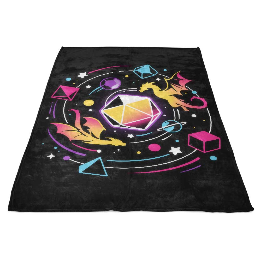 Solar System Dragon Dice Pattern Fleece Throw Blanket