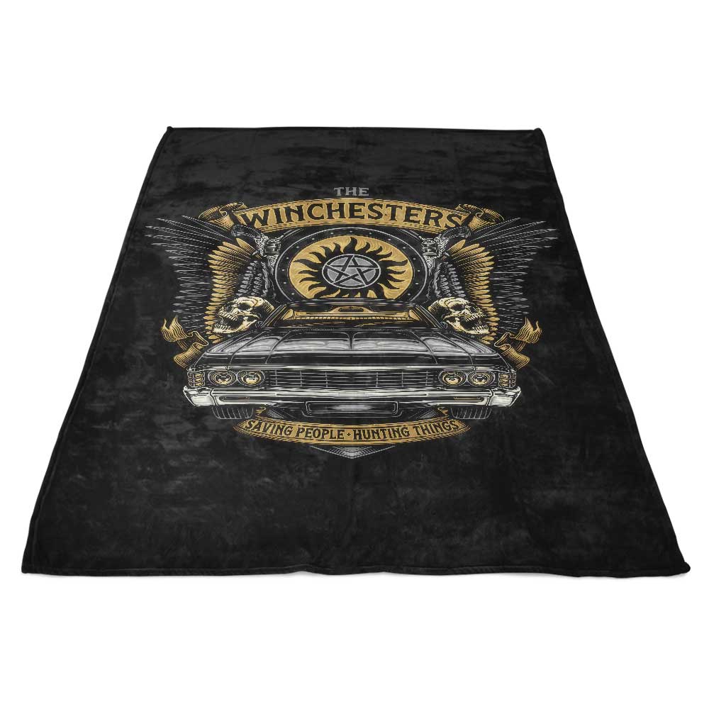Ultra - Soft Hunting Emblem Fleece Blanket by Glitchygorilla