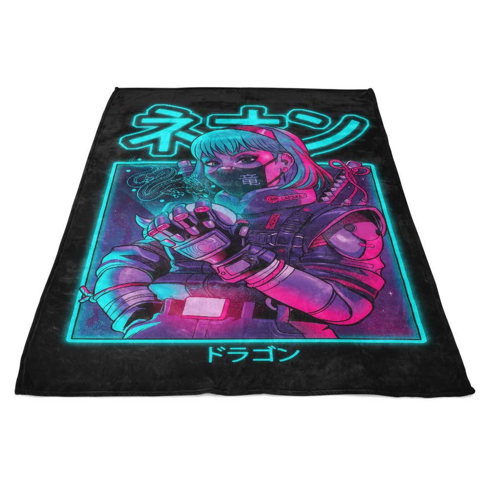 Super Soft Neon Dragon Print Fleece Blanket