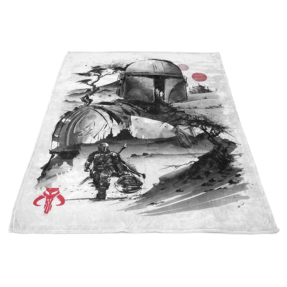 Dr. Monekers' High - quality Desert Hunter Sumi - e Fleece Blanket