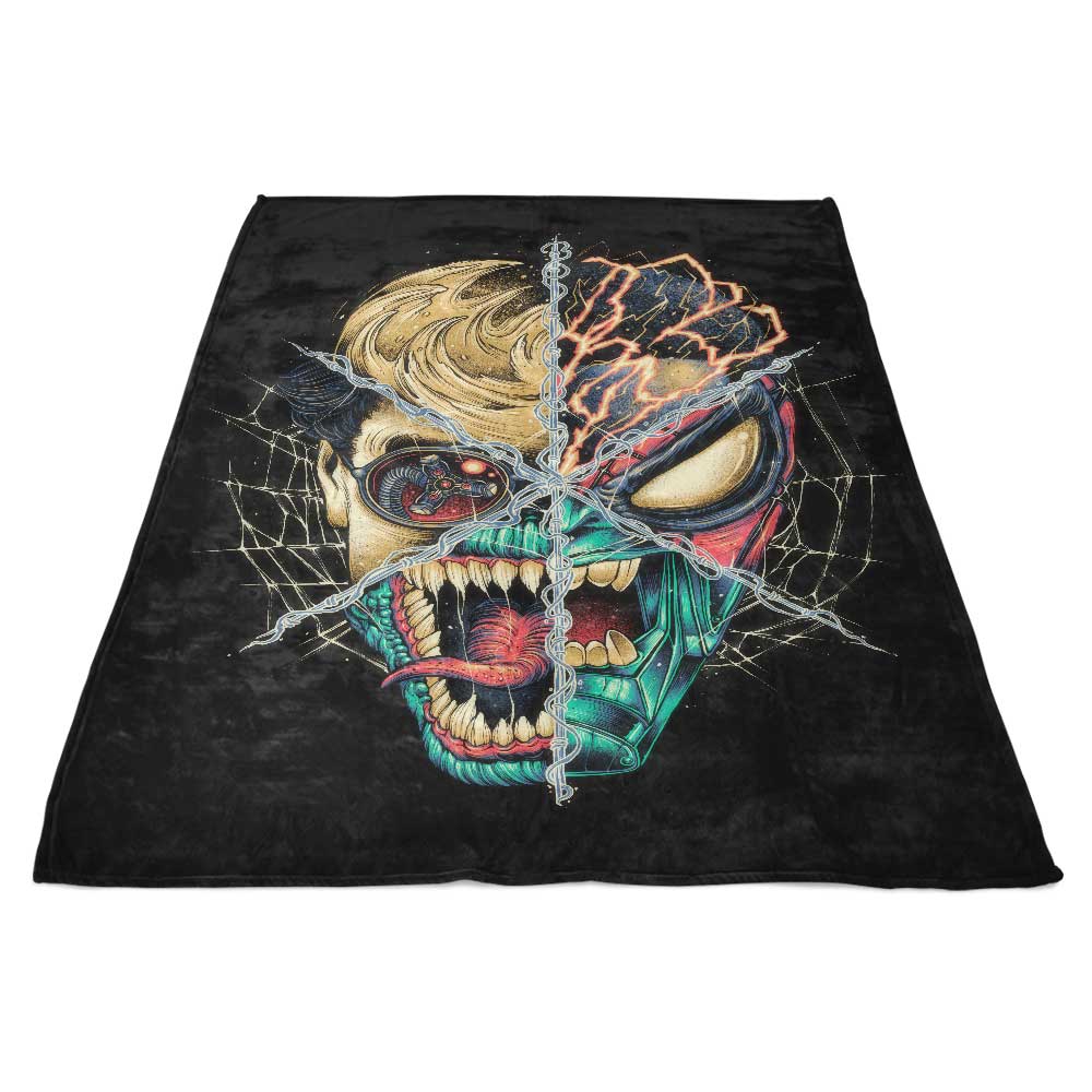 The Cosmic Call - High - Quality Polyester Fleece Blanket from Glitchygorilla