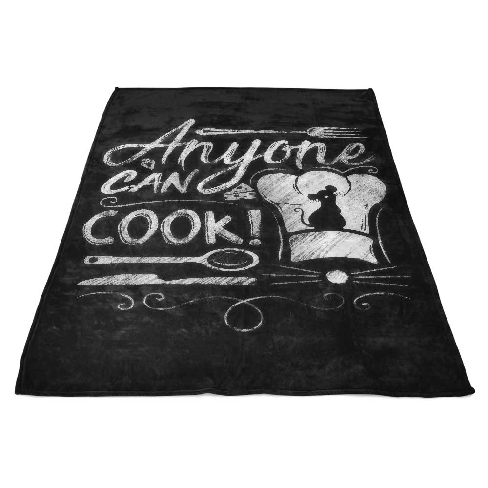 Soft Fleece Blanket with 'Anyone Can Cook' Design