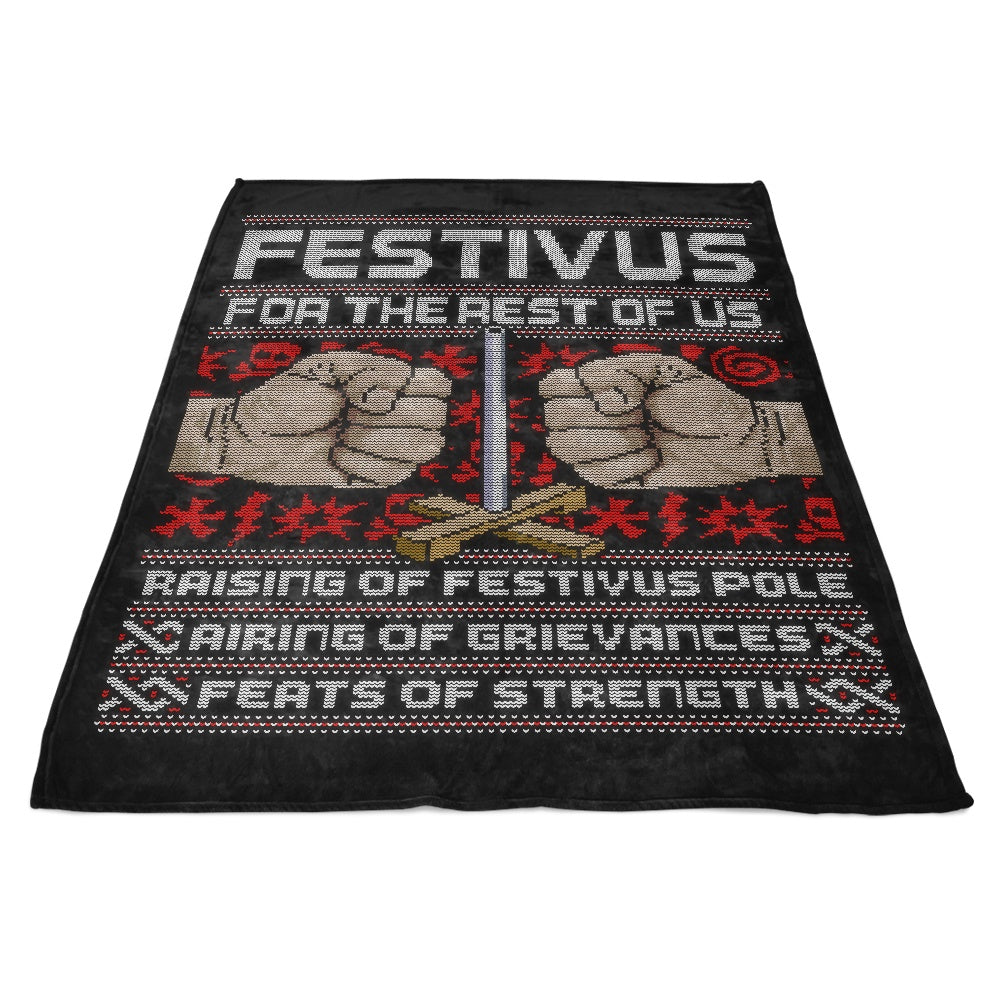Cozy Festivus-themed Sweater Pattern Fleece Blanket