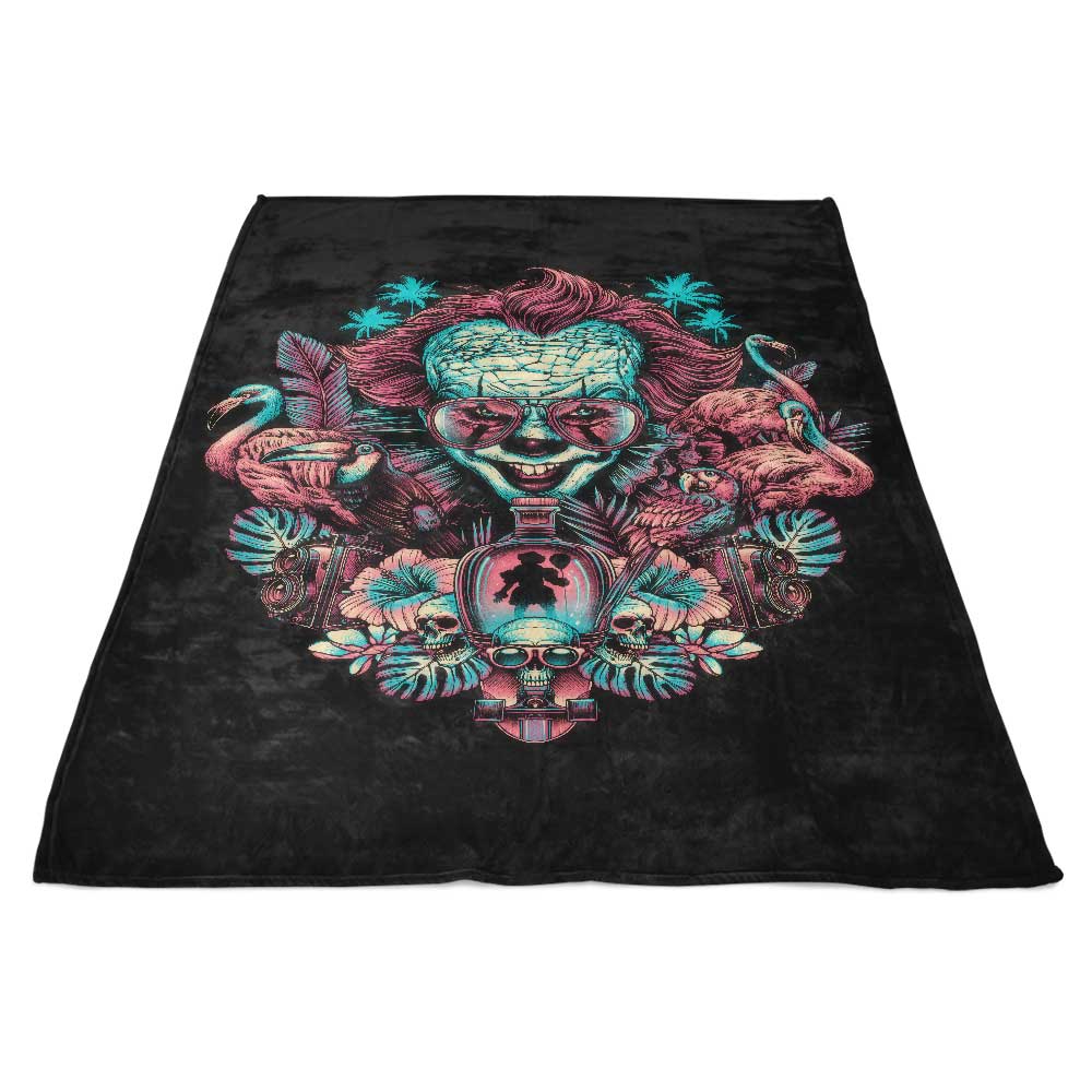 Ultra - Soft Tropical Clown Pattern Fleece Blanket