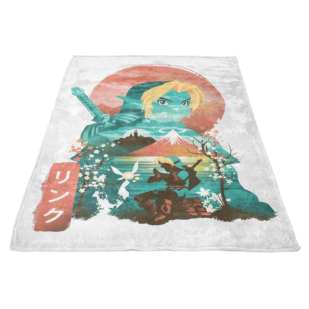Super Soft 'Ukiyo-e Ocarina' Polyester Fleece Blanket