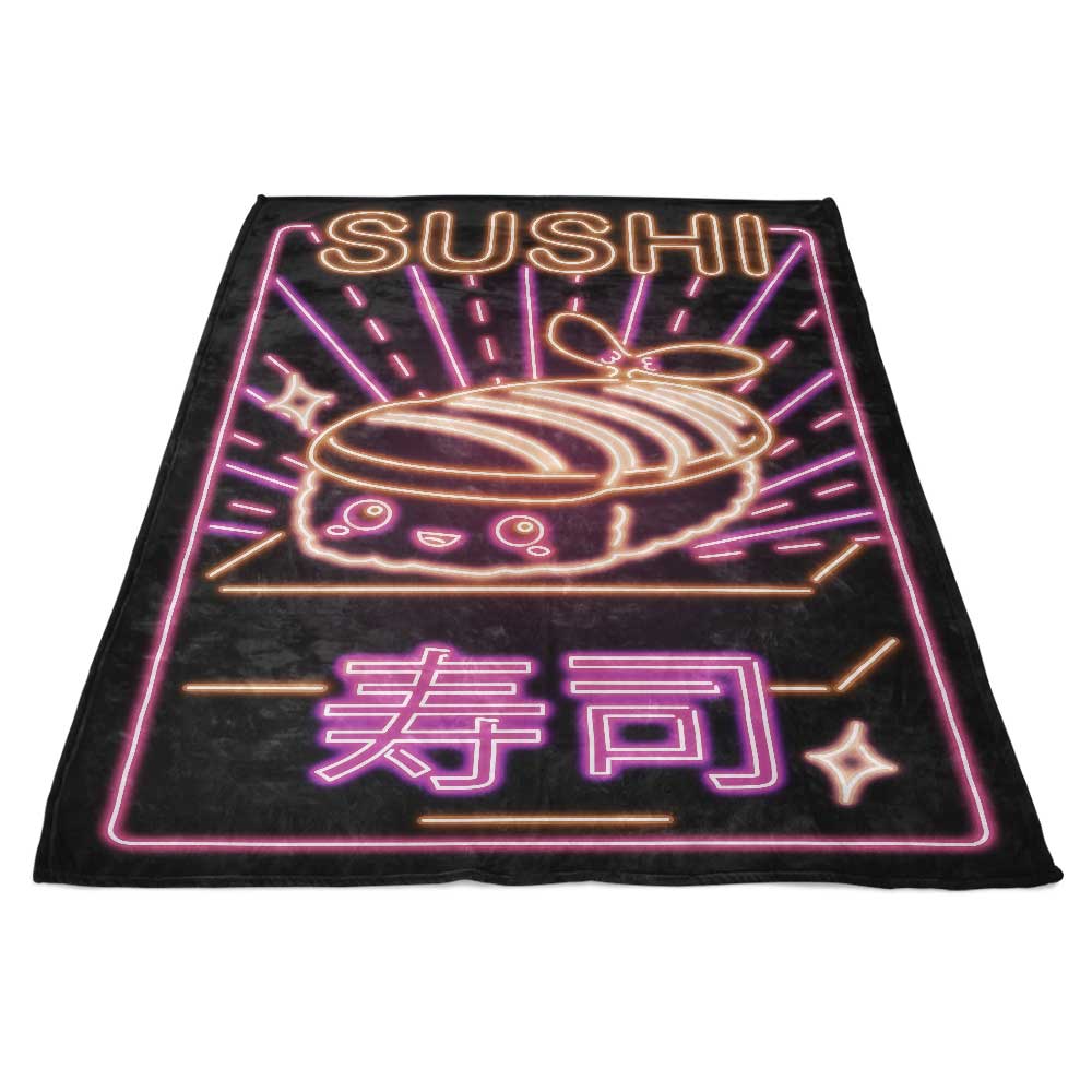 Ultra-Soft Neon Sushi Fleece Blanket from Donnie Illustrations