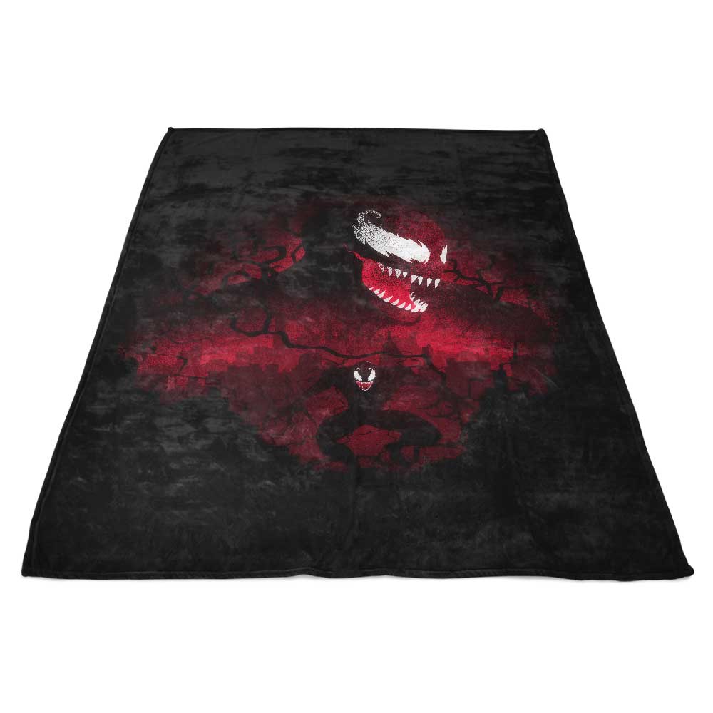 Red Symbiote-themed Soft Fleece Blanket by Donnie Illustrations