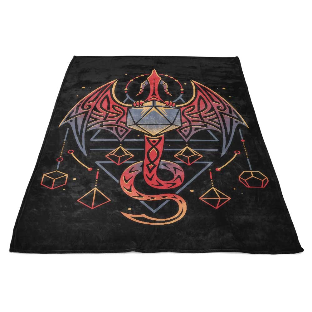 Fleece Blanket with Celtic Dragon Dice Design