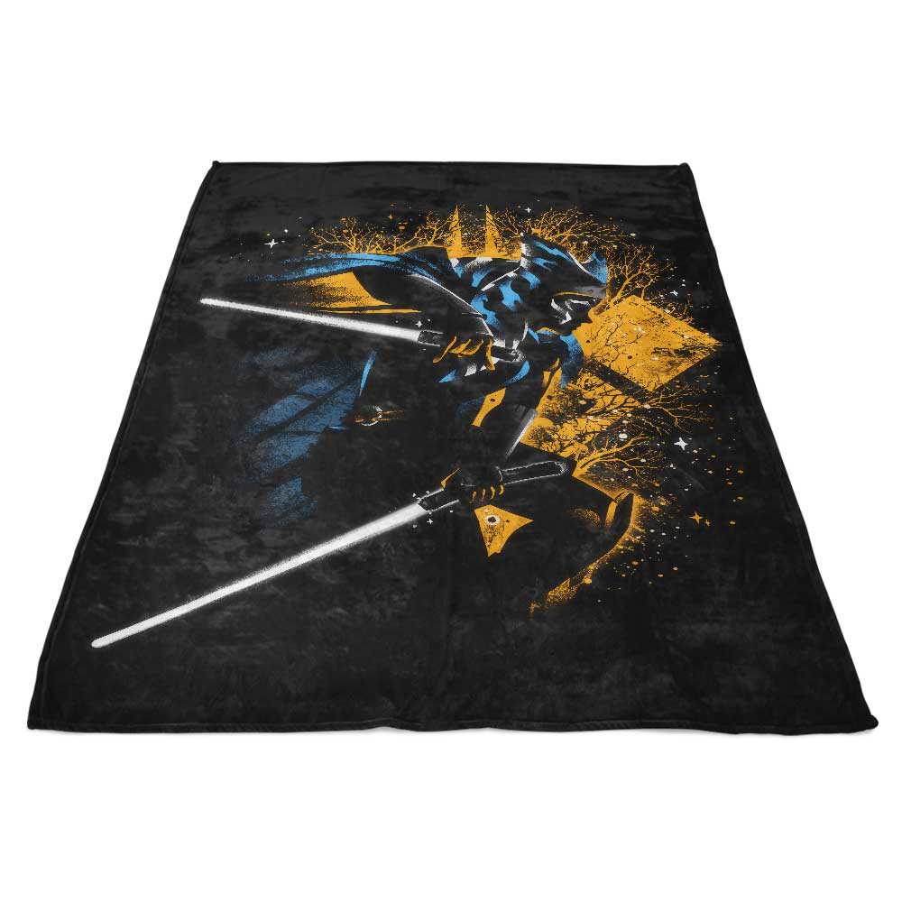 Twin Fleece Blanket with White Blades Design