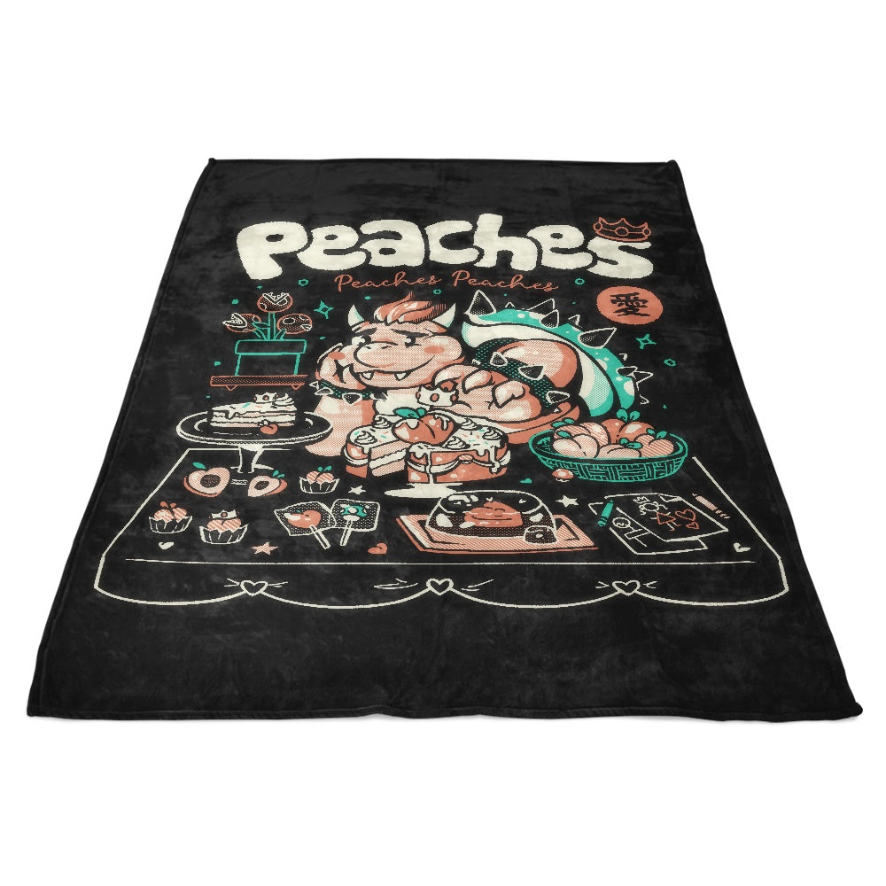 Peach Picnic-themed Fleece Blanket for Relaxing Outdoors