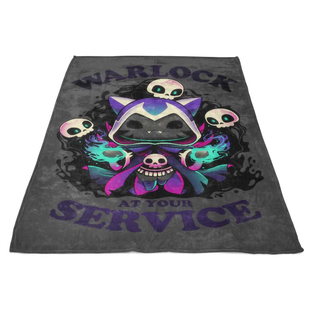 High - Quality Fleece Blanket Featuring 'Warlock at Your Service' Design