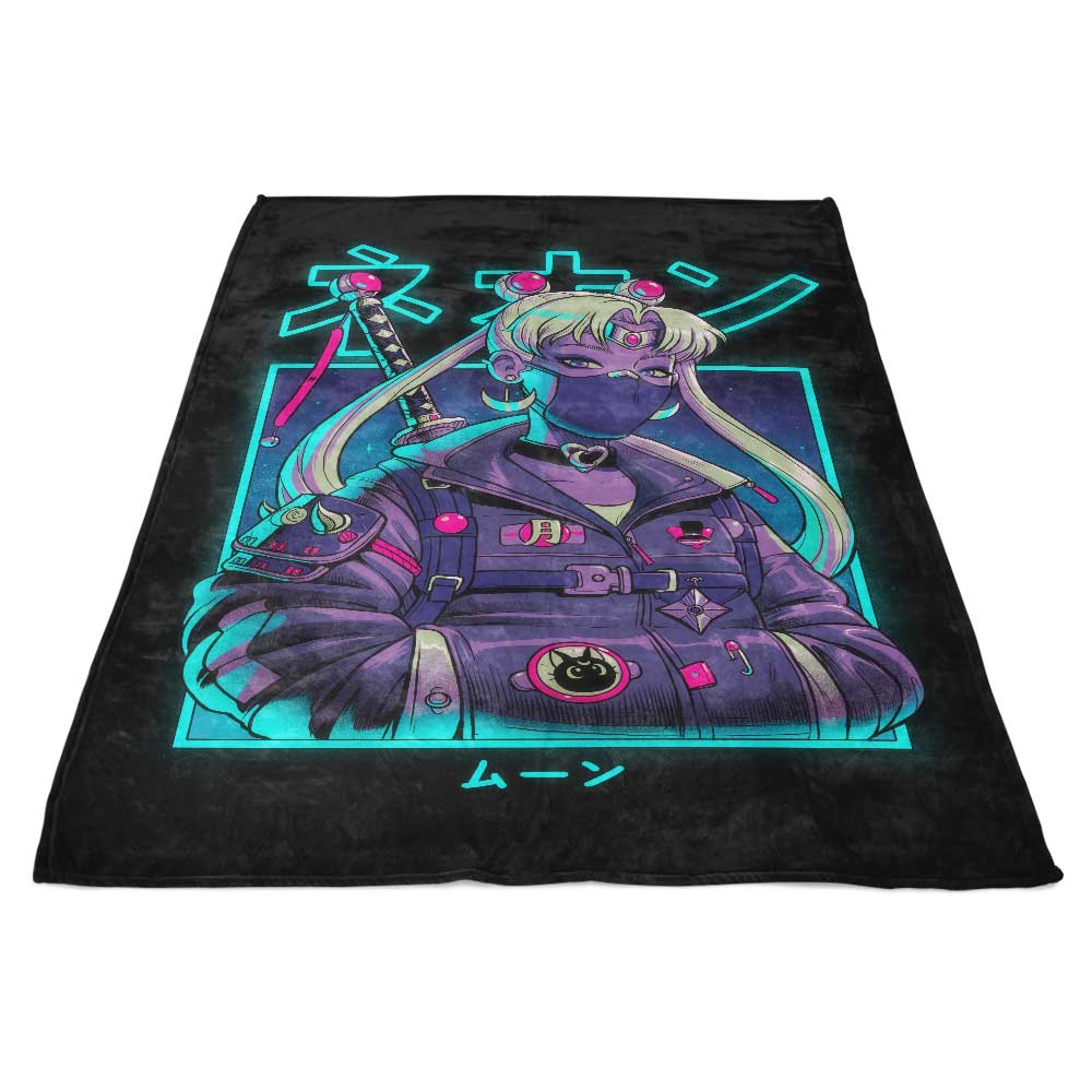 Bruno Mota's Neon Moon Patterned Cozy Fleece Blanket