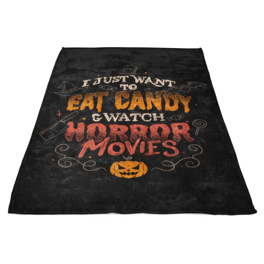 Ultra-Soft 'Candy and Horror Movies' Polyester Fleece Blanket