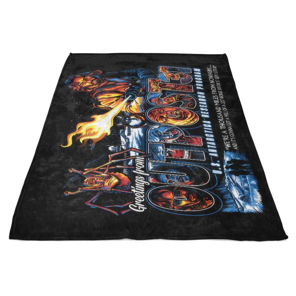 Fleece Blanket - Warm Greetings from Outpost 31 by GoodIdeaRyan