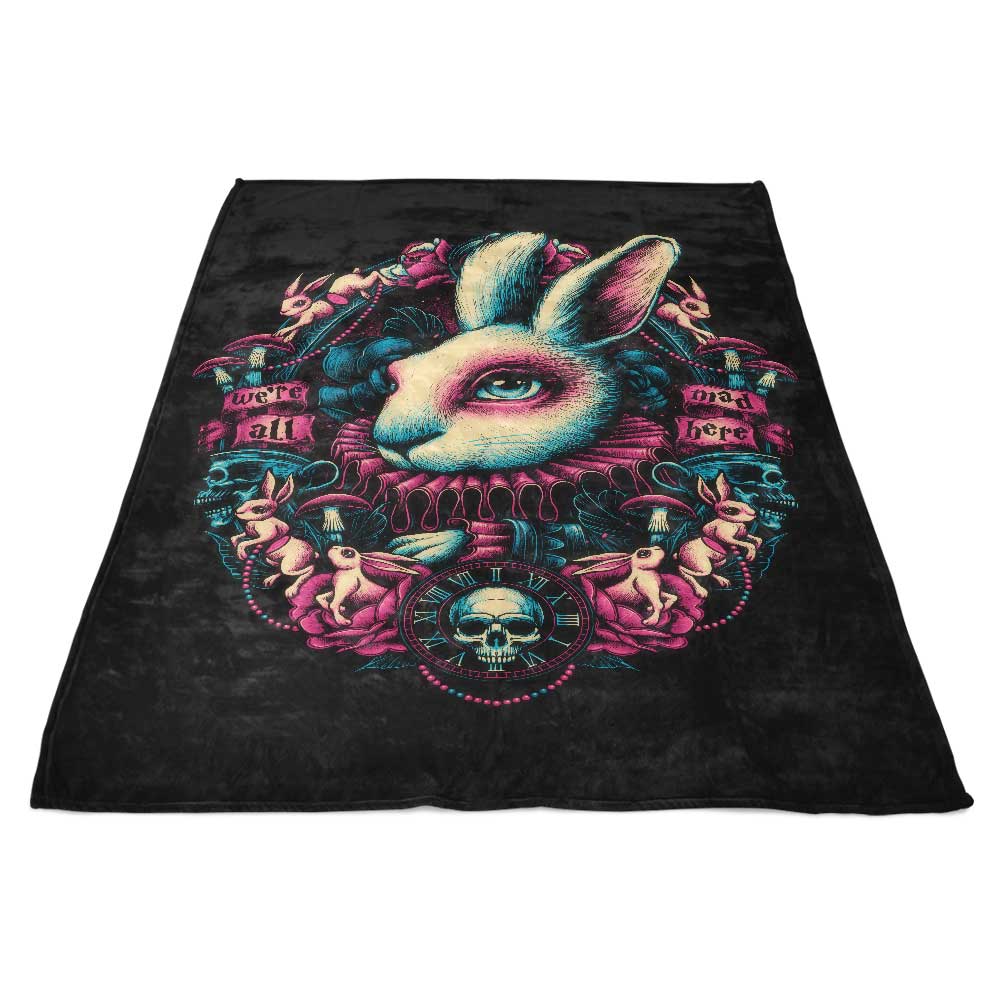 Glitchygorilla's 'Follow the White Rabbit' Cosy Fleece Blanket for Comfort