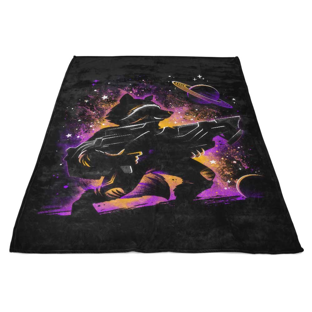 Cosmic Raccoon-themed Polyester Fleece Blanket for Cosy Moments