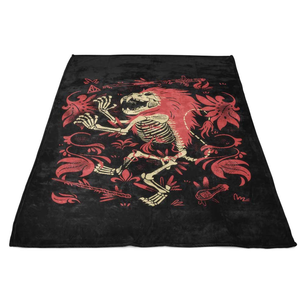Fleece Blanket Featuring Lion Fossil Design