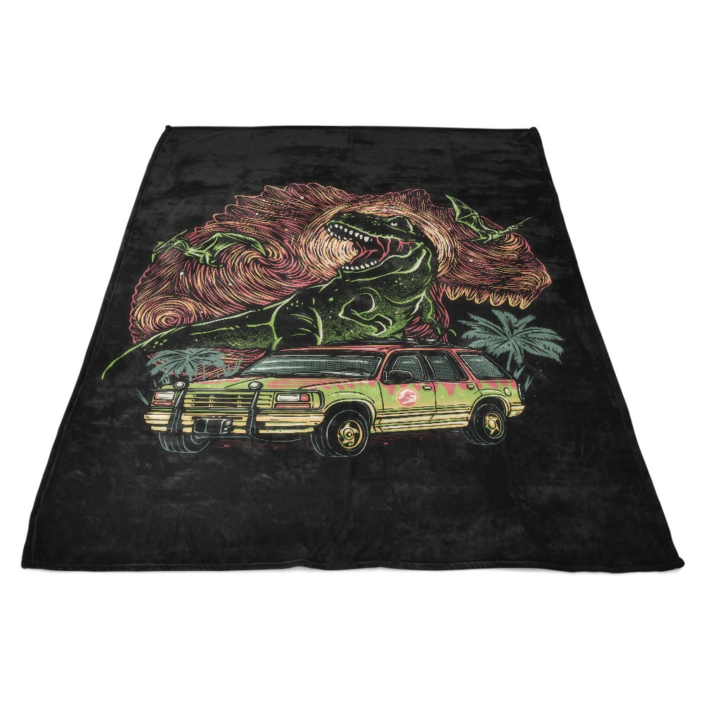 Adventurous Dino Expedition Fleece Blanket for Cosy Moments