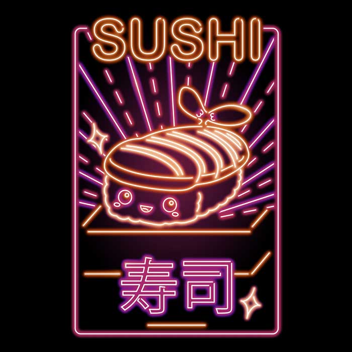 Ultra-Soft Neon Sushi Fleece Blanket from Donnie Illustrations