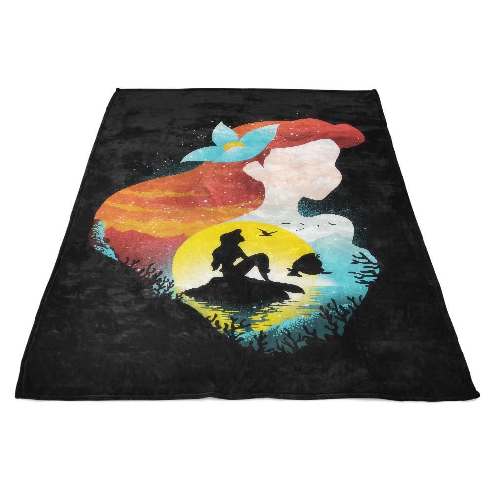 Soft and Cozy Sea Princess Silhouette Fleece Blanket
