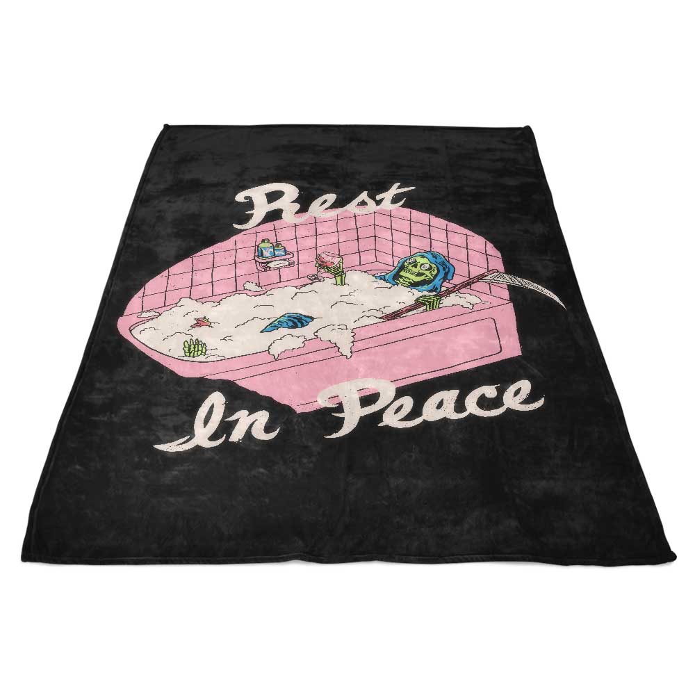 Comforting Fleece Blanket with 'Rest in Peace' Design