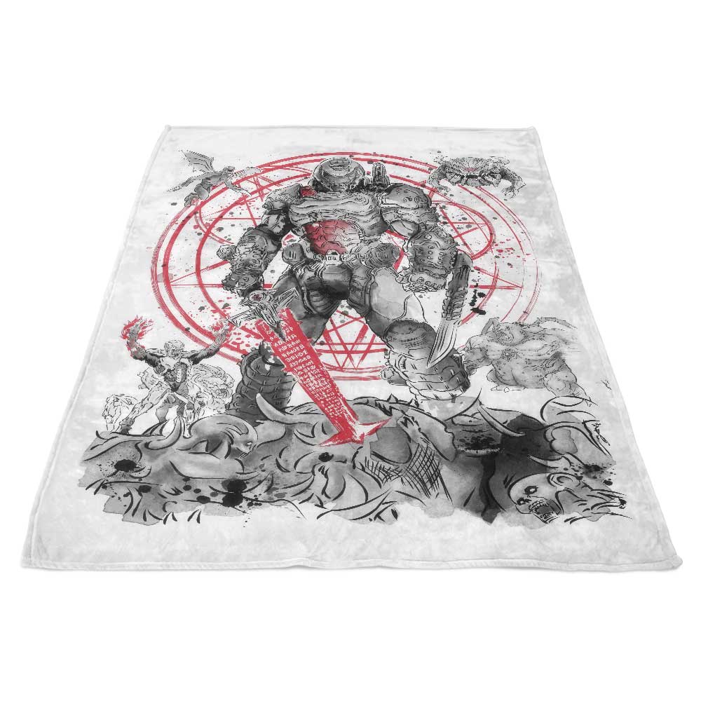 The Hell Walker Polyester Fleece Blanket by Dr. Monekers