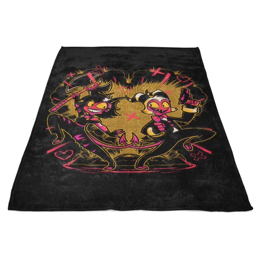 Studio Mootant's Hell Couple Design Fleece Blanket for Cozy Moments