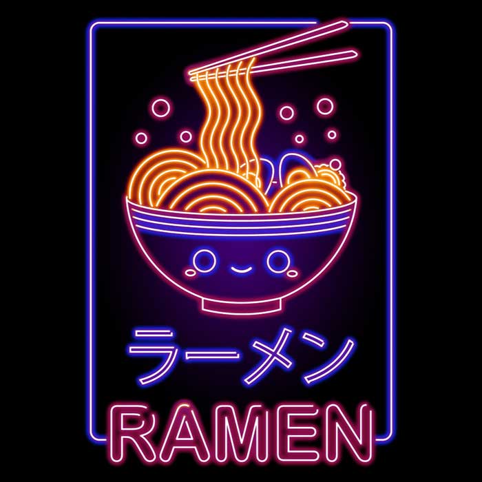 Ultra-Soft Neon Ramen Pattern Fleece Blanket from Donnie Illustrations