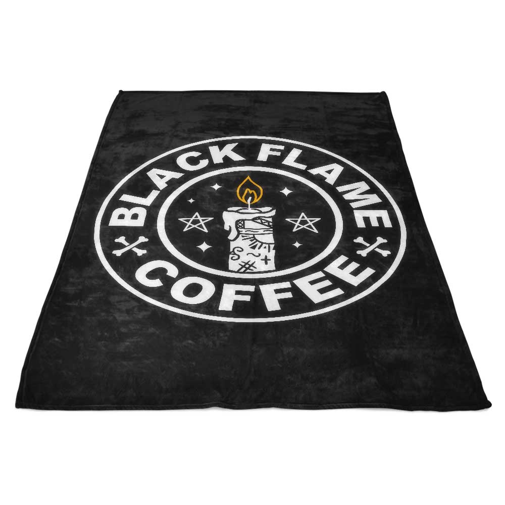 XENOS Branded Black Flame Coffee-themed Polyester Fleece Blanket