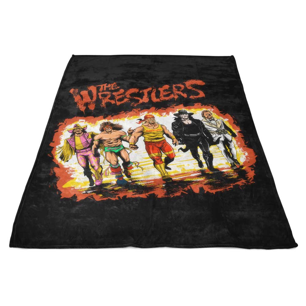 Cozy Fleece Blanket Featuring 'The Wrestlers' Design