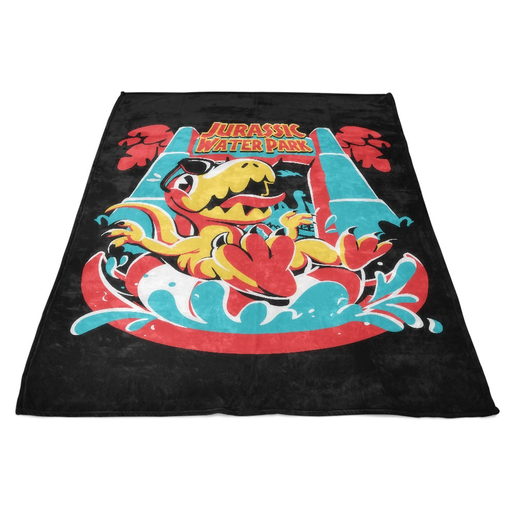 Jurassic Themed Water Park Design Fleece Throw Blanket