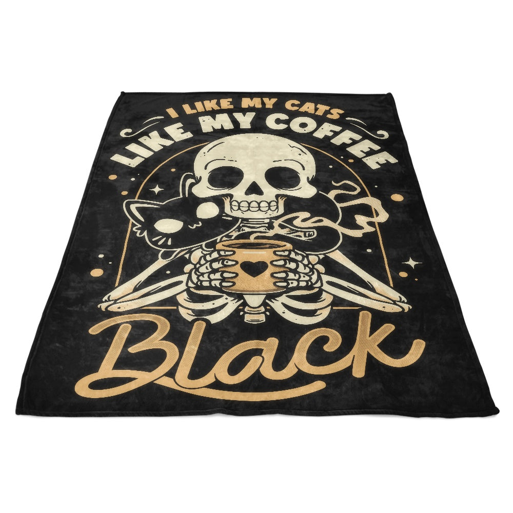 Soft Fleece Blanket Featuring Cats and Coffee