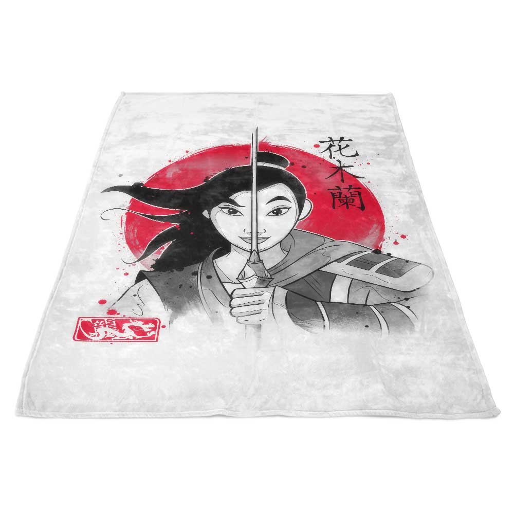 Exquisite Warrior Princess Sumi-e Themed Polyester Fleece Blanket