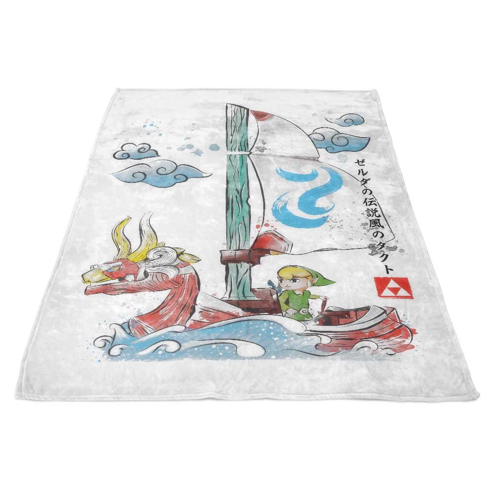 Exquisite Wind Sailing Watercolor Design - High - Quality Polyester Fleece Blanket
