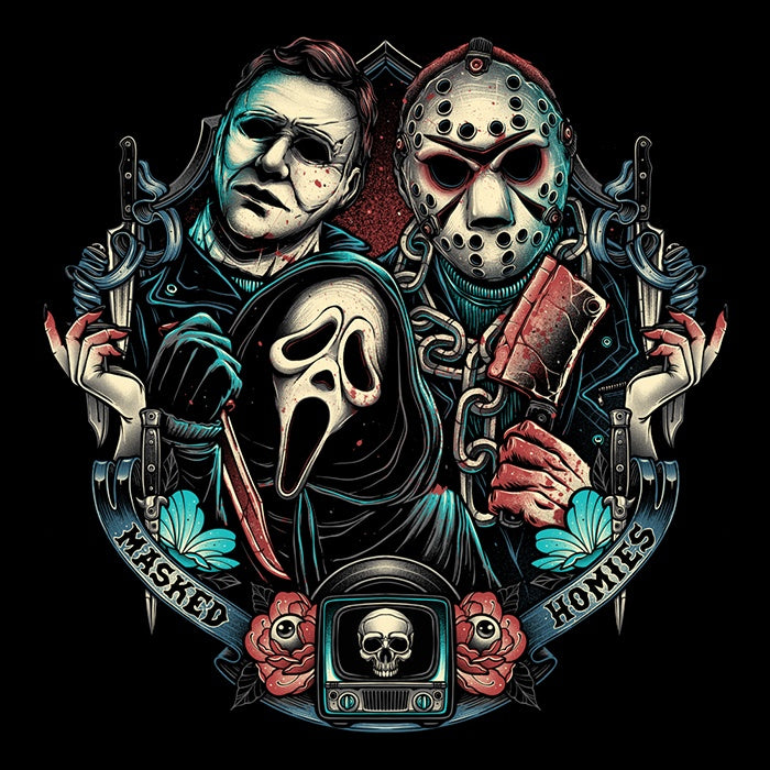 Fleece Blanket Featuring Masked Homies by Glitchygorilla