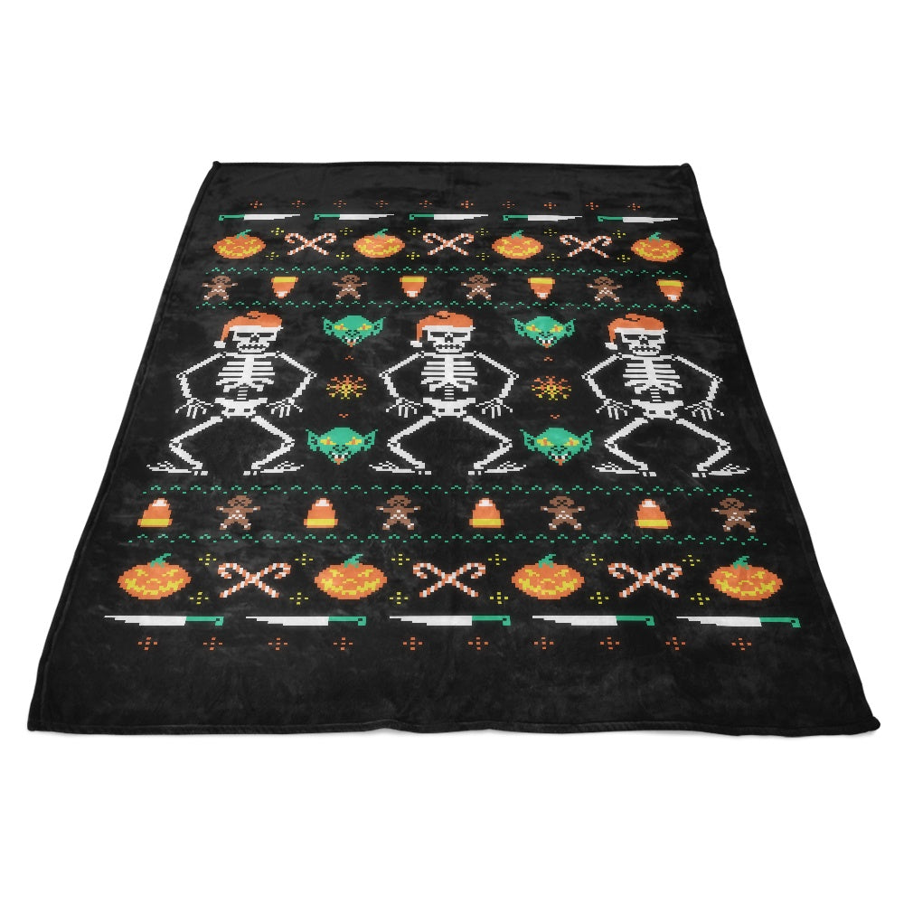Trick or Christmas Themed Polyester Fleece Blanket for Warmth and Comfort
