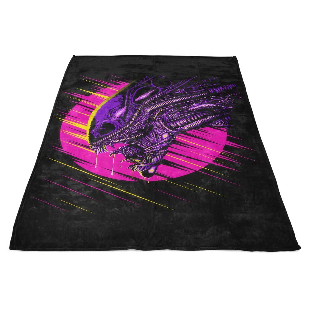 Fleece Blanket Featuring Psychedelic Alien Design