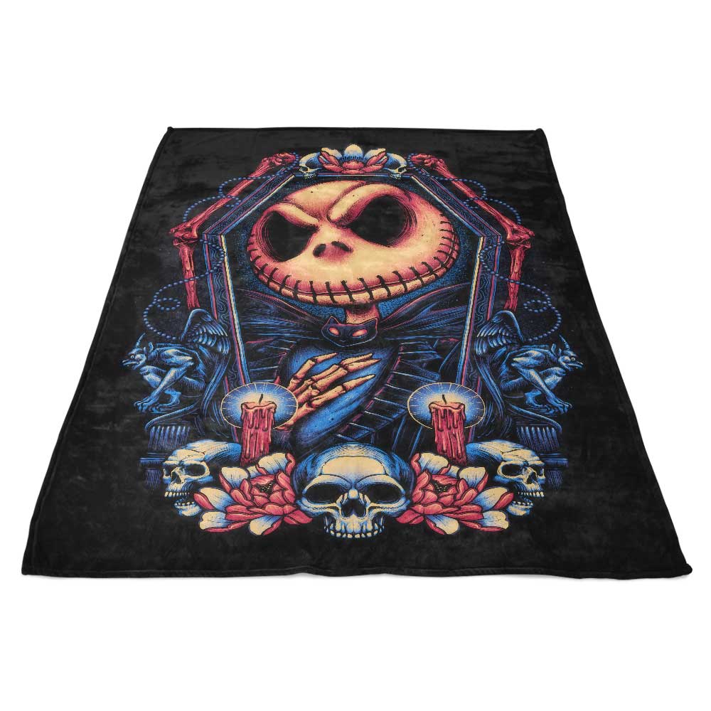 Framed Pumpkin King Themed Fleece Blanket for Cozy Comfort