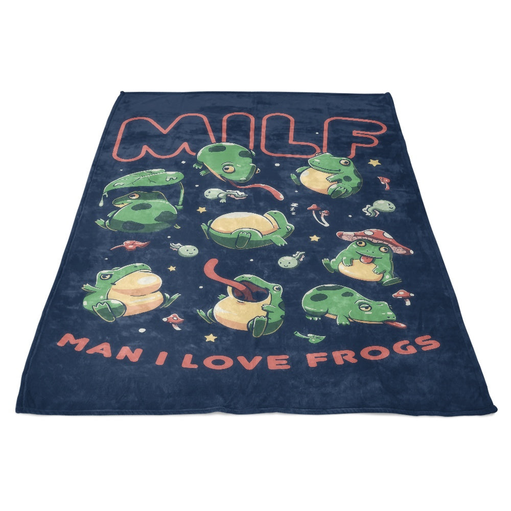 Adorable 'I Love Frogs' Fleece Blanket for Cozy Moments