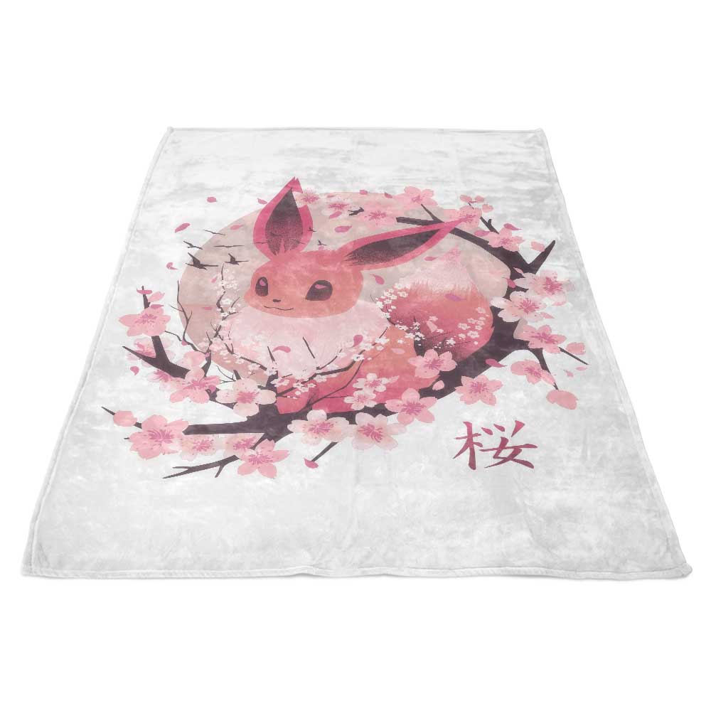 Cozy Sakura Eevee-themed Fleece Blanket for Comfort and Warmth