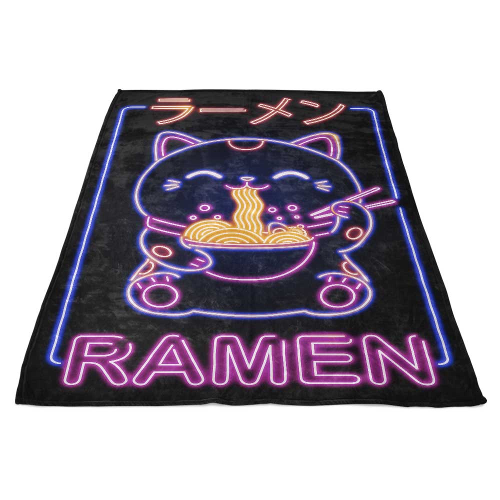 Ultra-Soft Neon Maneki-Neko Polyester Fleece Blanket
