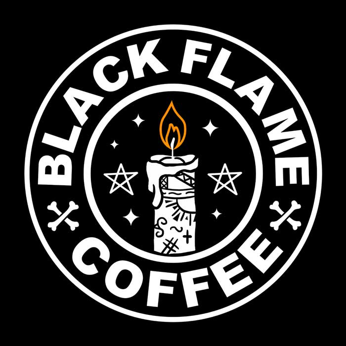 XENOS Branded Black Flame Coffee-themed Polyester Fleece Blanket