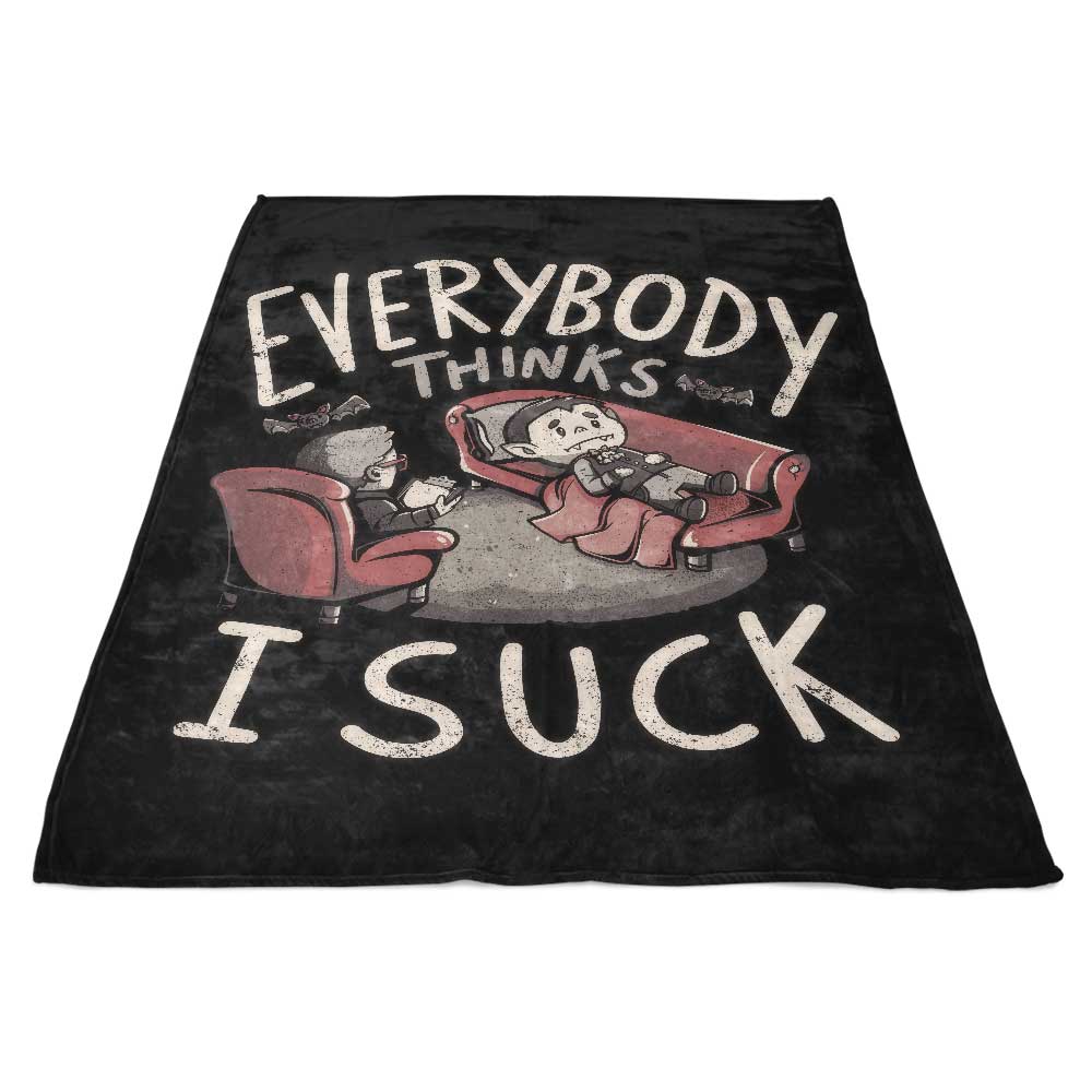 Ultra-Soft 'Everybody Thinks I Suck' Fleece Blanket for Cosy Moments