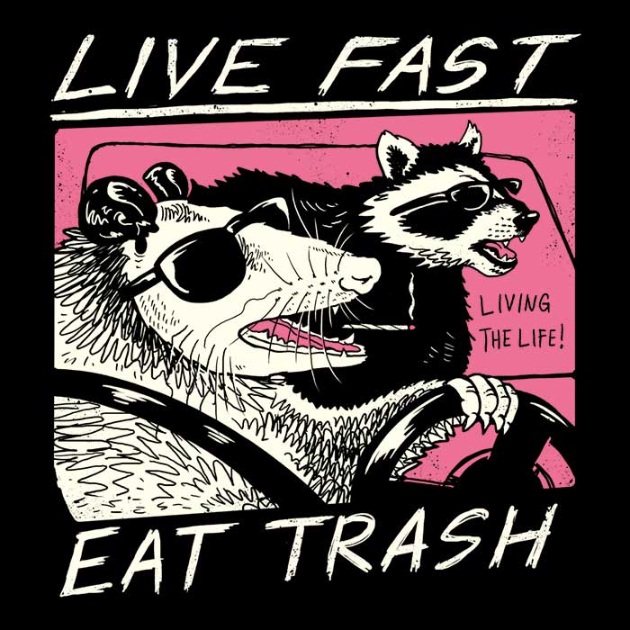 XENOS' Cozy Fleece Blanket - Live Fast, Eat Trash Style