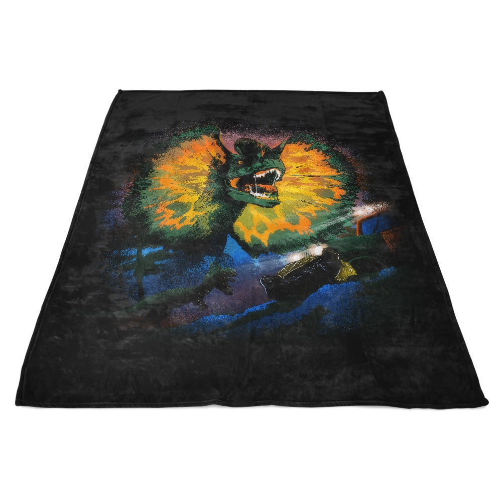 Soft Dilophosaurus Fleece Blanket by Donnie Illustrations