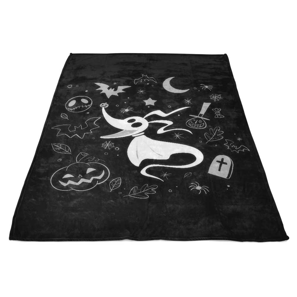 Alemaglia's Cozy Ghostly Dog Doodle 100% Polyester Fleece Blanket