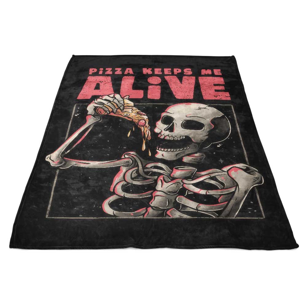 Incredibly Cozy 'Pizza Keeps Me Alive' Polyester Fleece Blanket for Ultimate Comfort
