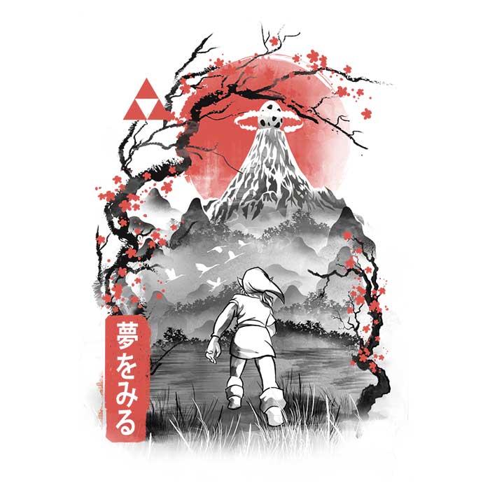 Koholint Sumi-e Premium Fleece Blanket by Dandingeroz