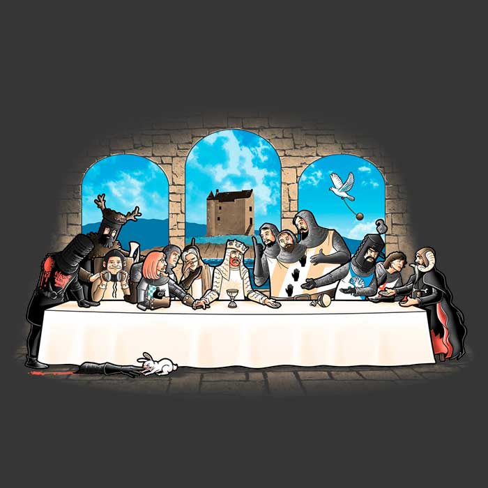 Ultra-Soft 'Holy Grail Dinner' Fleece Blanket from Trheewood