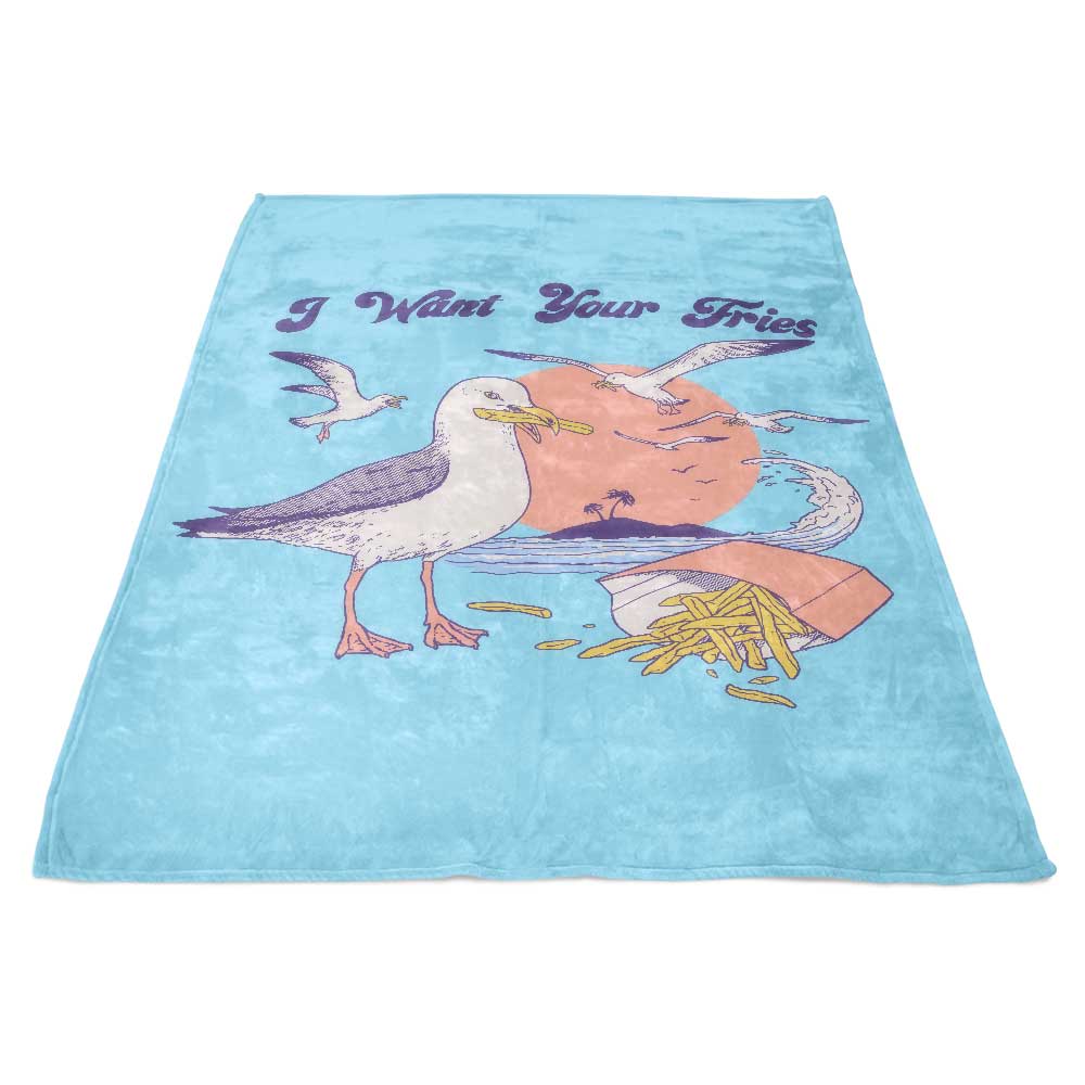 Cosy Fleece Blanket Featuring 'I Want Your Fries' Design